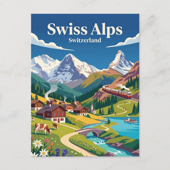 Schweiziska Alperna Schweiz Vykort (Framsida)
