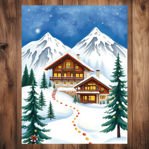 Schweiziska Alpernor Chalet Winter Mountain Travel Vykort