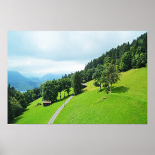 Schweiziska alpernor sommaren poster