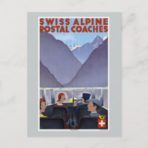 Schweiziska alpinpostbussar Schweiz Vykort