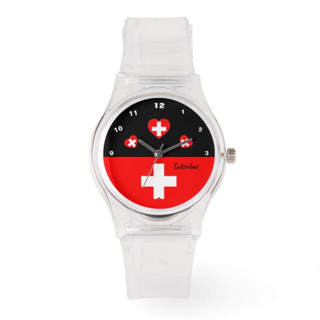 schweiziska Flagga, Hearts, Schweiz/sport Armbandsur (Framsida)