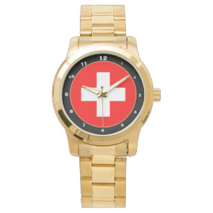 Schweiziska Flagga- och Schweiz-patrioter i mode Armbandsur
