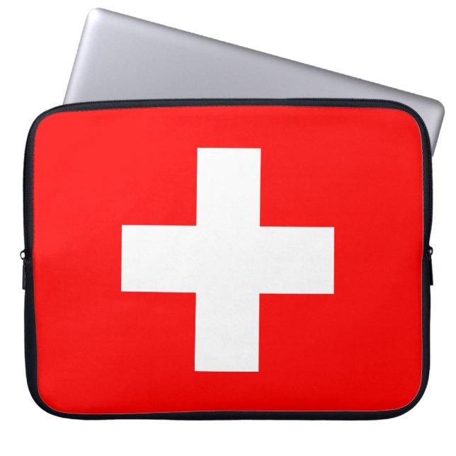 Schweiziska flaggan (Schweiz) Laptop Fodral (Framsidan)