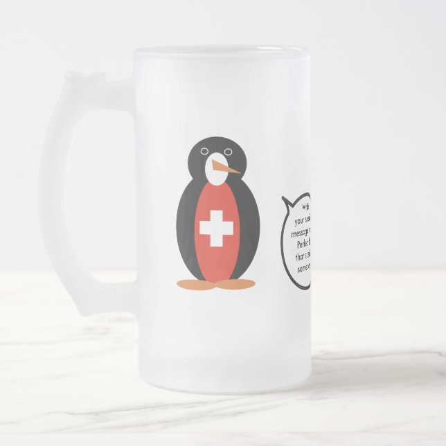 Schweiziska flaggan Talande Ms. Penguin Personlig  Frostat Ölglas (Vänster)