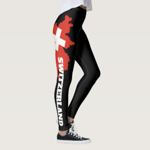 Schweiziska flaggbyxor - Schweiz Kartdesign Tät Leggings