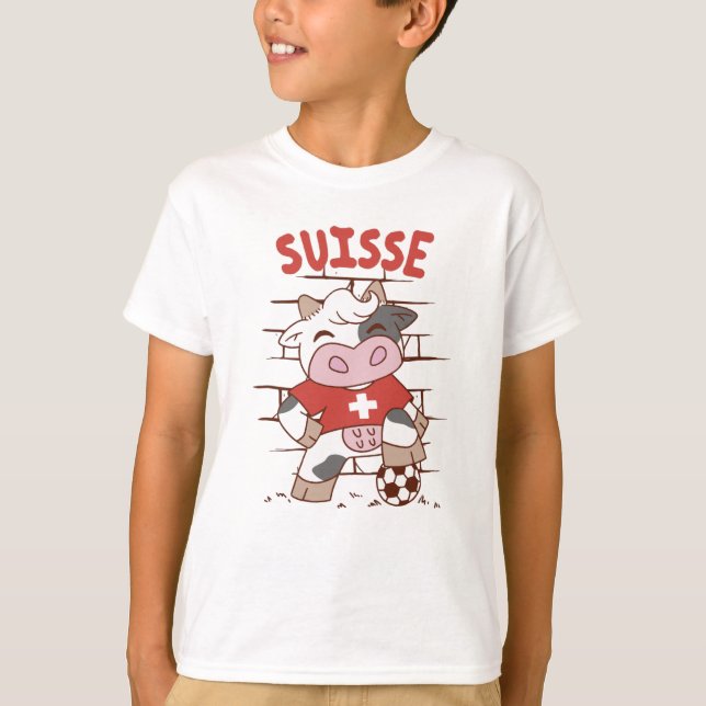 Schweiziska fotbollsmatcher (Cow Football Fläkt Sc T Shirt (Framsida)