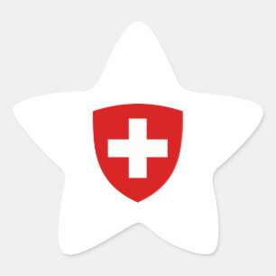 Schweiziska Jacka i Arm - Schweiz Souvenir Stjärnformat Klistermärke