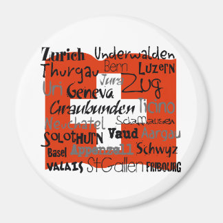Schweiziska kantoner Lg Button Magnet