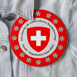 Schweiziska nationaldagen Schweiz Flagga Edelweiss Knapp