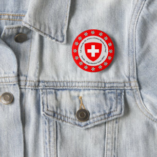 Schweiziska nationaldagen Schweiz Flagga Edelweiss Knapp