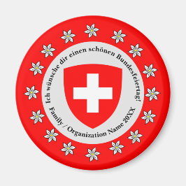 Schweiziska nationaldagen Schweiz Flagga Edelweiss Magnet