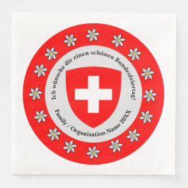 Schweiziska nationaldagen Schweiz Flagga Edelweiss Pappersservett