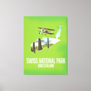 Schweiziska nationalparken, Schweiz karta Canvastryck