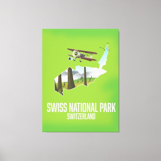 Schweiziska nationalparken, Schweiz karta Canvastryck (Framsida)