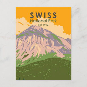 Schweiziska nationalparken Schweiz Vintage Vykort