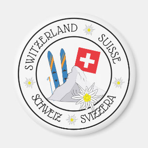 Schweiziska stereotyper Vita kylskåp, magnet