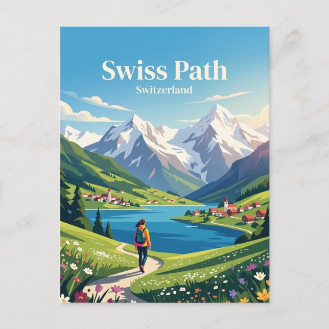 Schweiziska stigen, Vierwaldstättersjön Schweiz Vykort (Framsida)