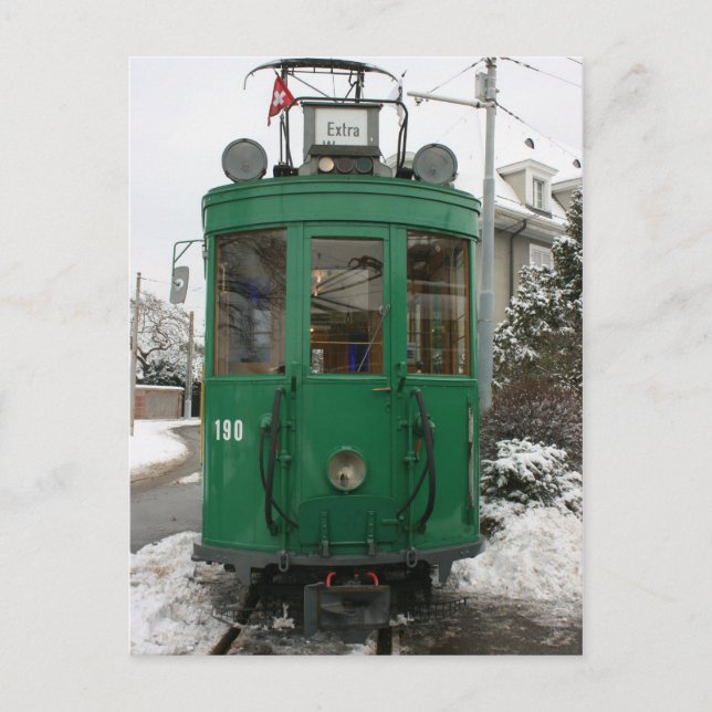 Schweiziska trams vid BVB M-Parc-depån, Basel Vykort (Framsida)