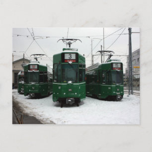 Schweiziska trams vid BVB M-Parc-depån, Basel Vykort