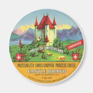 Schweiziskt importerat GruyereostSchweitz slott Magnet