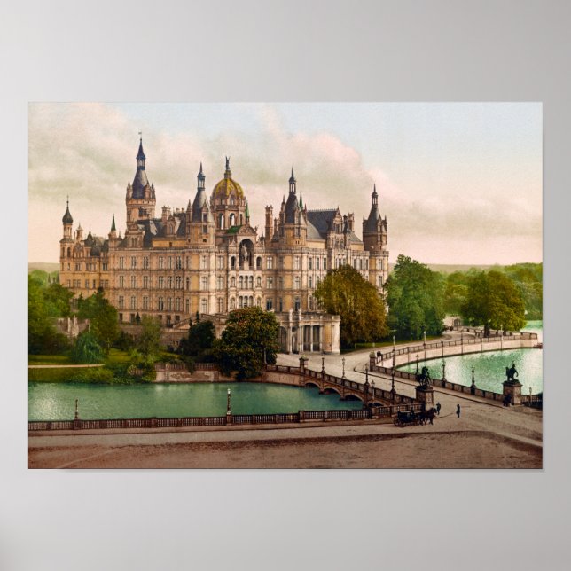 Schwerin Castle Tyskland - Circa 1900 Photochrom Poster (Framsidan)