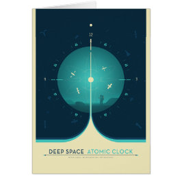 Sci-Fi Ad, Blue Atomic Clock, Deep Space Hälsningskort
