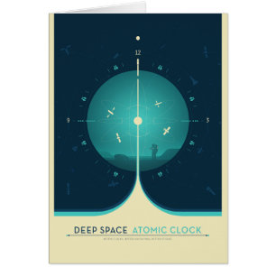 Sci-Fi Ad, Blue Atomic Clock, Deep Space Hälsningskort