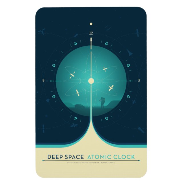 Sci-Fi Ad, Blue Atomic Clock, Deep Space Magnet (Vertikal)