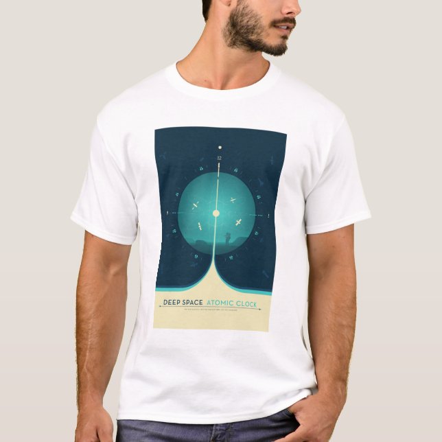 Sci-Fi Ad, Blue Atomic Clock, Deep Space T Shirt (Framsida)
