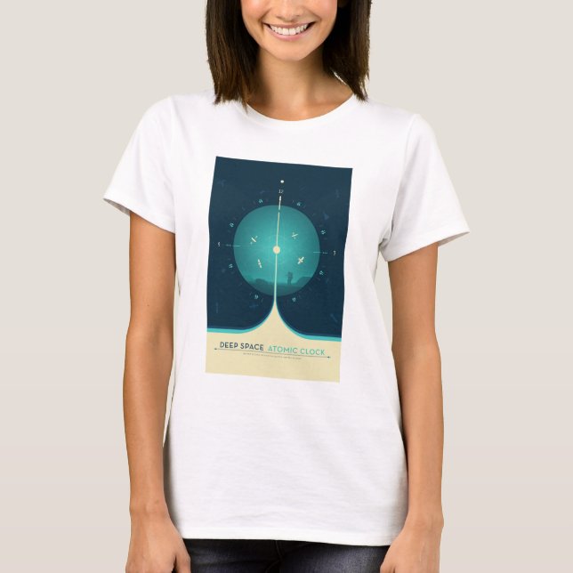 Sci-Fi Ad, Blue Atomic Clock, Deep Space T Shirt (Framsida)