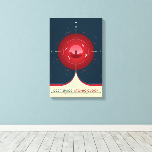 Sci-Fi Ad, Red Atomic Clock, Deep Space Canvastryck (Insitu (trägolv))