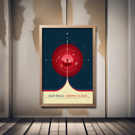 Sci-Fi Ad, Red Atomic Clock, Deep Space Fototryck