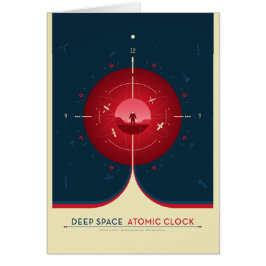 Sci-Fi Ad, Red Atomic Clock, Deep Space Hälsningskort