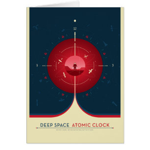 Sci-Fi Ad, Red Atomic Clock, Deep Space Hälsningskort