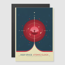 Sci-Fi Ad, Red Atomic Clock, Deep Space Magnetisk Inbjudningskort