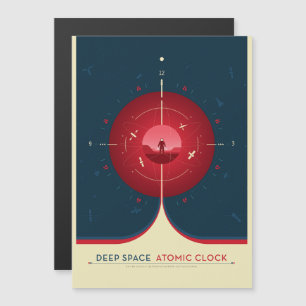 Sci-Fi Ad, Red Atomic Clock, Deep Space Magnetisk Inbjudningskort