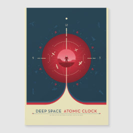 Sci-Fi Ad, Red Atomic Clock, Deep Space Magnetisk Inbjudningskort