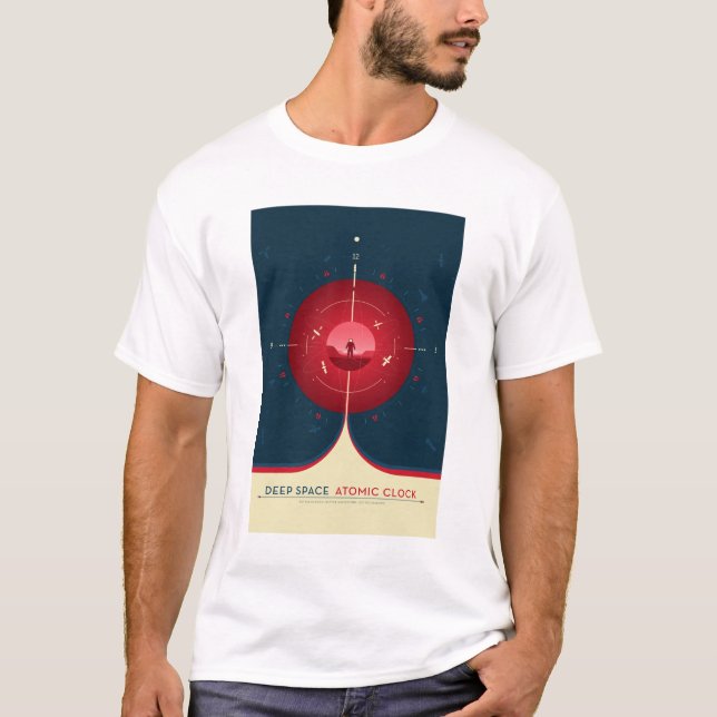 Sci-Fi Ad, Red Atomic Clock, Deep Space T Shirt (Framsida)