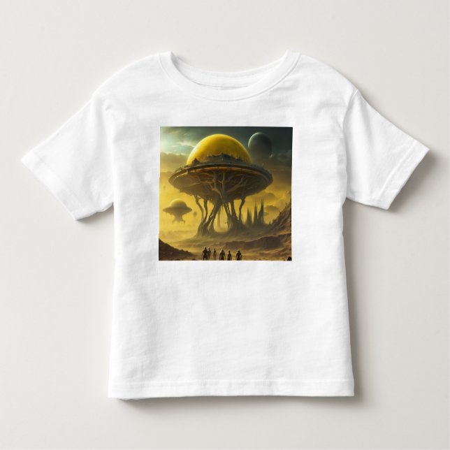 Sci-Fi Alien World View Planet Ufo Torn T Shirt (Framsida)