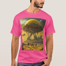Sci-Fi Alien World View Planet Ufo Torn T Shirt