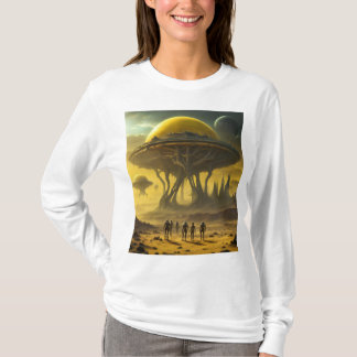 Sci-Fi Alien World View Planet Ufo Torn T Shirt