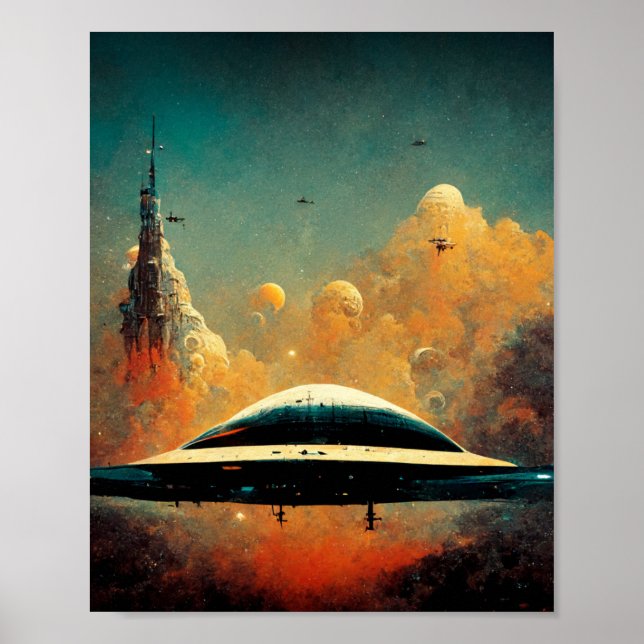 Sci-Fi Art-Poster för mellanport Poster (Framsidan)