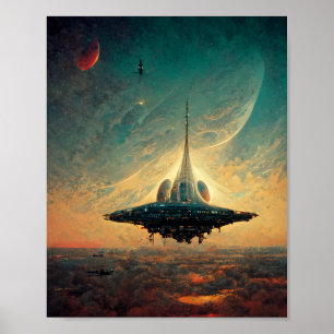 Sci-Fi Art-Poster för rymdskepp Poster