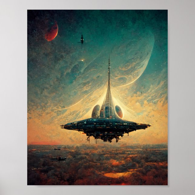 Sci-Fi Art-Poster för rymdskepp Poster (Framsidan)