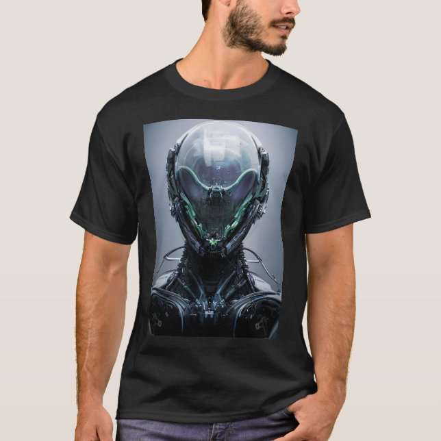 Sci fi Assassin Cyberpunk Hunter Droid T Shirt (Framsida)