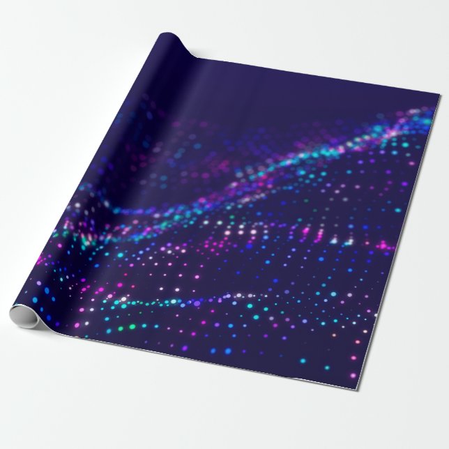 Sci-fi-bakgrund. Digital våg med många partiklar Presentpapper (Utrullad)