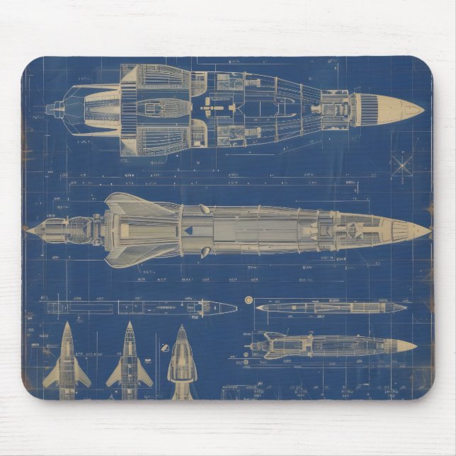 Sci-Fi Blueprint Rocket Musmatta (Framsidan)
