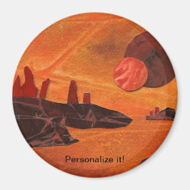 Sci-Fi "Brand-hav" dubbla sol, lavahav världen öve Magnet