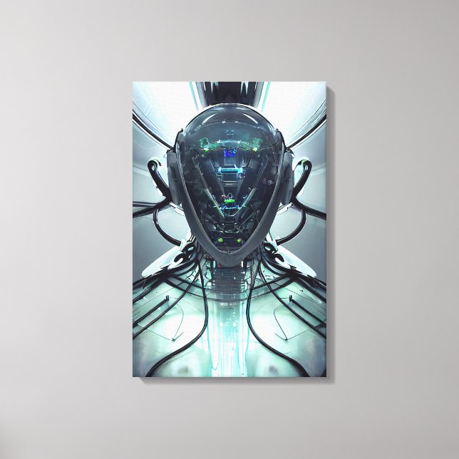 Sci-Fi Cyber Droid Fighter Pilot Canvastryck (Framsida)