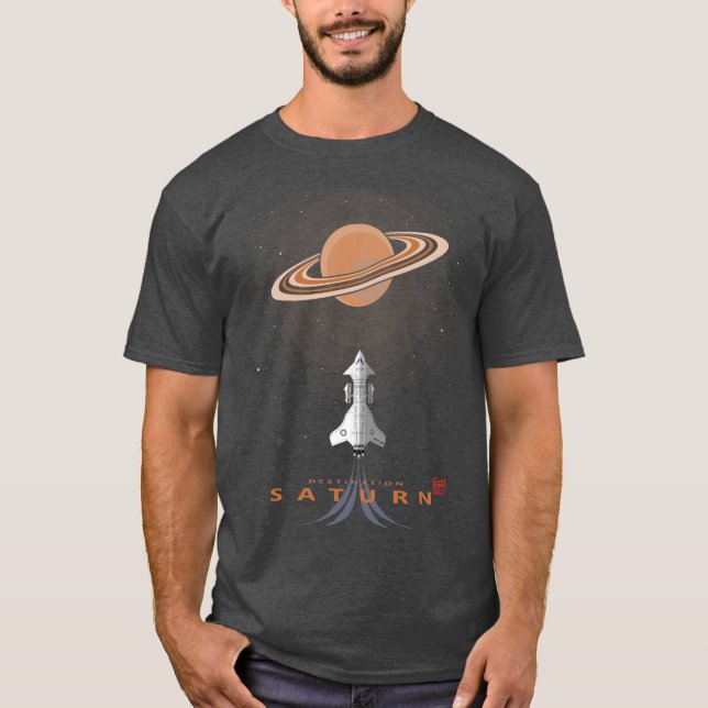 Sci Fi Destination Saturn T Shirt (Framsida)